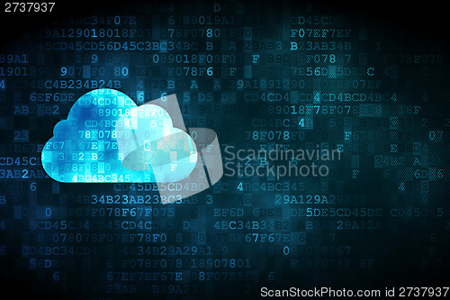 Image of Cloud networking concept: Cloud on digital background