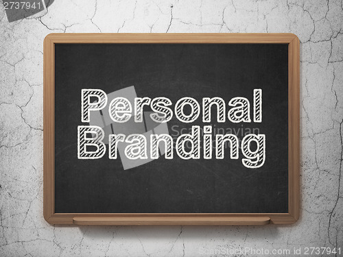 Image of Advertising concept: Personal Branding on chalkboard background