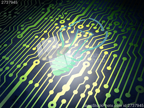 Image of Finance concept: circuit board with Light Bulb