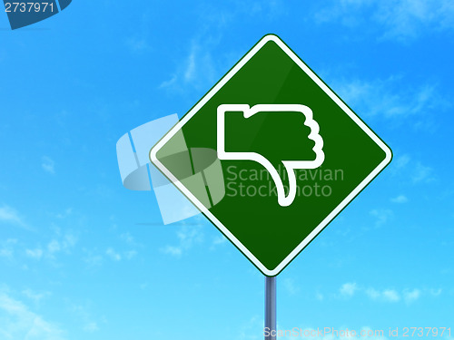 Image of Social network concept: Unlike on road sign background