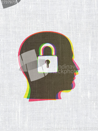 Image of Business concept: Head With Padlock on fabric texture background