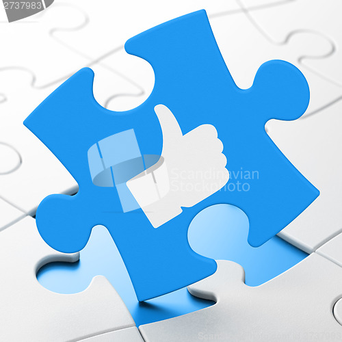 Image of Social media concept: Like on puzzle background