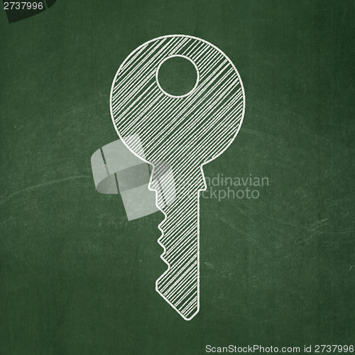 Image of Safety concept: Key on chalkboard background