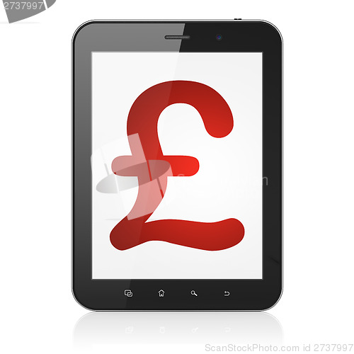 Image of Currency concept: Pound on tablet pc computer