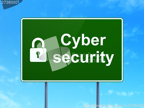 Image of Cyber Security and Closed Padlock on sign