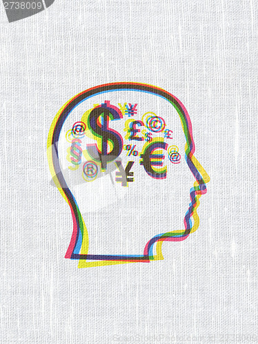 Image of Business concept: Head With Finance Symbol on fabric texture