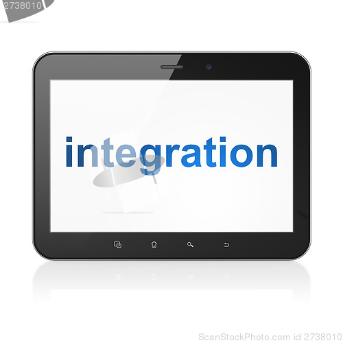Image of Finance concept: Integration on tablet pc computer