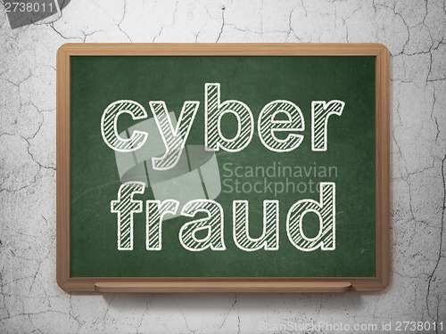 Image of Safety concept: Cyber Fraud on chalkboard background