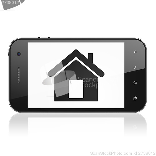 Image of Protection concept: Home on smartphone