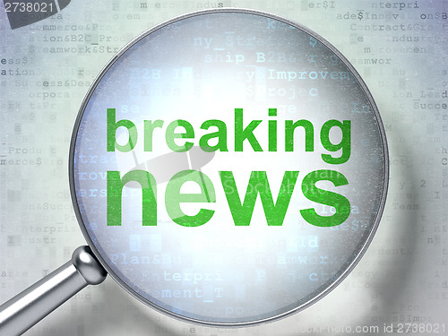 Image of News concept: Breaking News with optical glass