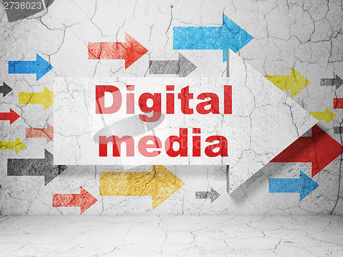 Image of Advertising concept: arrow whis Digital Media on grunge wall