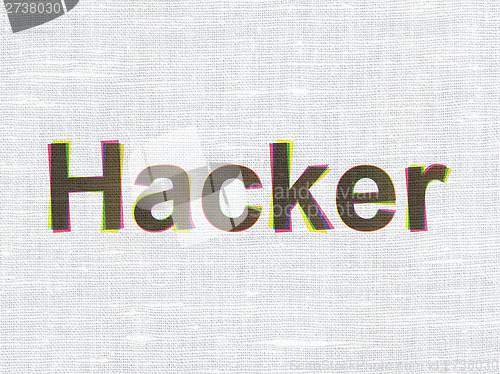 Image of Safety concept: Hacker on fabric texture background