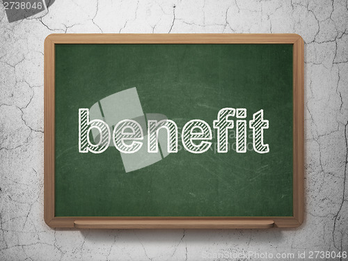 Image of Finance concept: Benefit on chalkboard background
