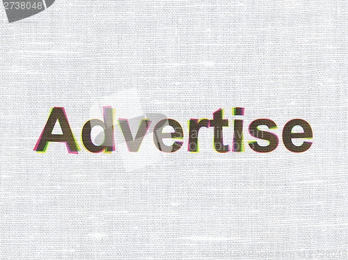 Image of Advertising concept: Advertise on fabric texture background