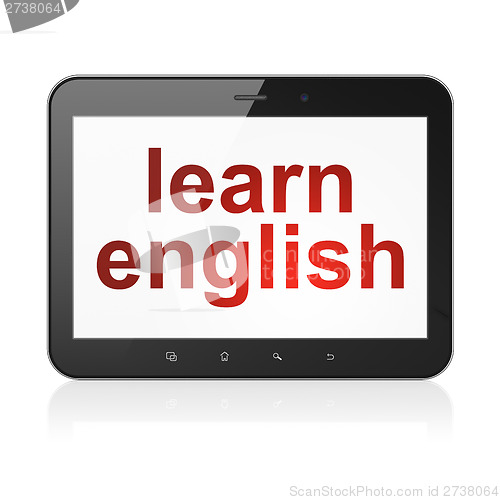 Image of Education concept: Learn English on tablet pc computer