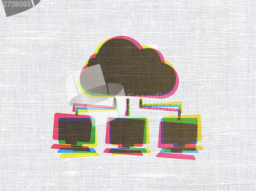 Image of computing concept: Cloud Network on fabric background