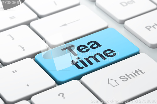 Image of Tea Time on computer keyboard background