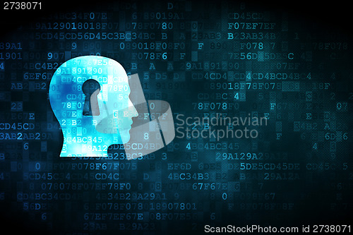 Image of Education concept: Head With Keyhole on digital background