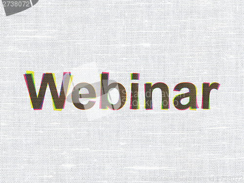 Image of Education concept: Webinar on fabric texture background