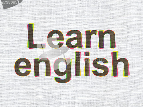 Image of Education concept: Learn English on fabric texture background