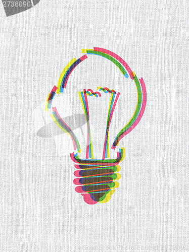 Image of Finance concept: Light Bulb on fabric texture background