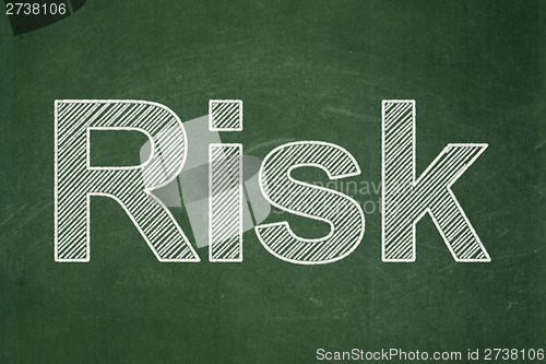Image of Finance concept: Risk on chalkboard background