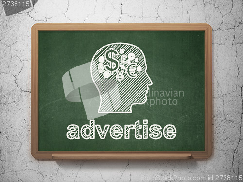 Image of Marketing concept: Head With Finance Symbol and Advertise