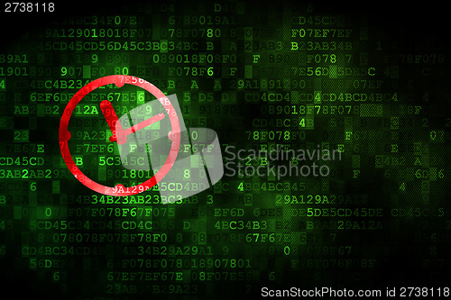 Image of Timeline concept: Clock on digital background
