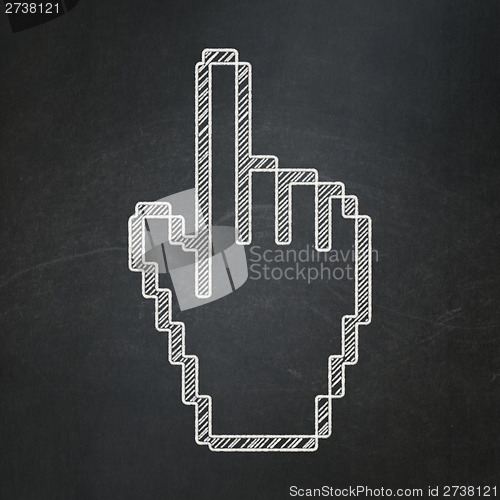 Image of Advertising concept: Mouse Cursor on chalkboard background