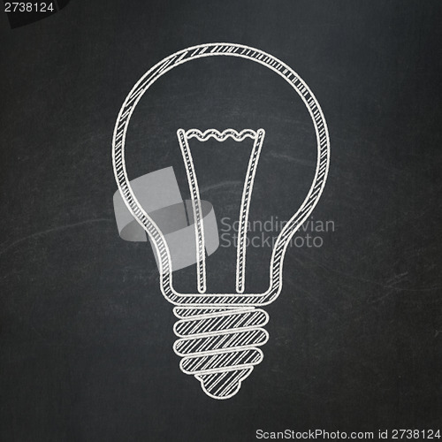 Image of Business concept: Light Bulb on chalkboard background