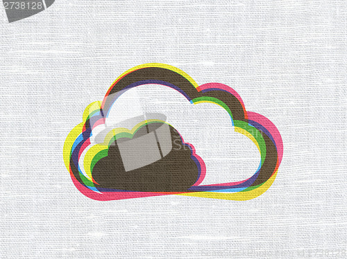 Image of Cloud networking concept: Cloud on fabric texture background