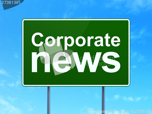 Image of News concept: Corporate News on road sign background
