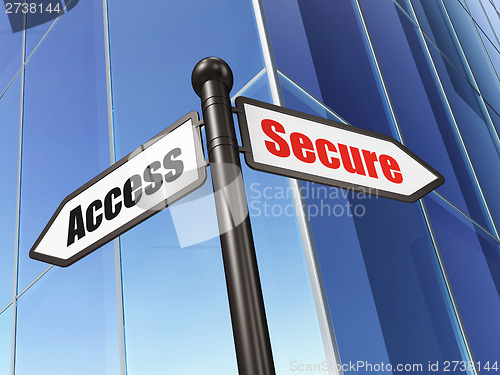 Image of Privacy concept: sign Secure Access on Building background