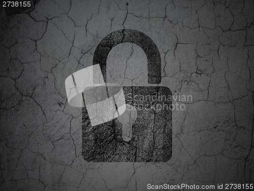 Image of Data concept: Closed Padlock on grunge wall background