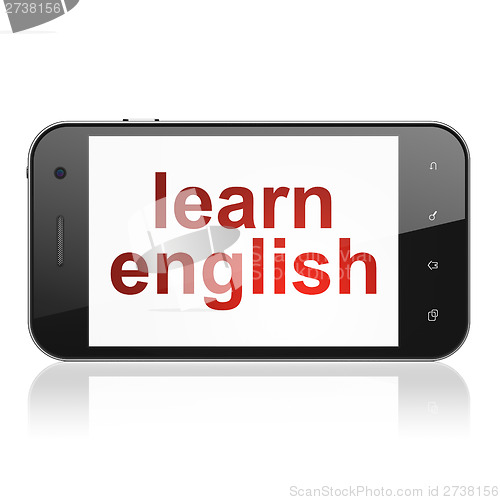 Image of Education concept: Learn English on smartphone