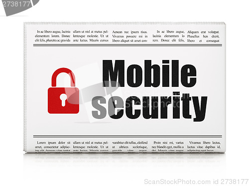 Image of Safety news concept: newspaper with Mobile Security and Padlock