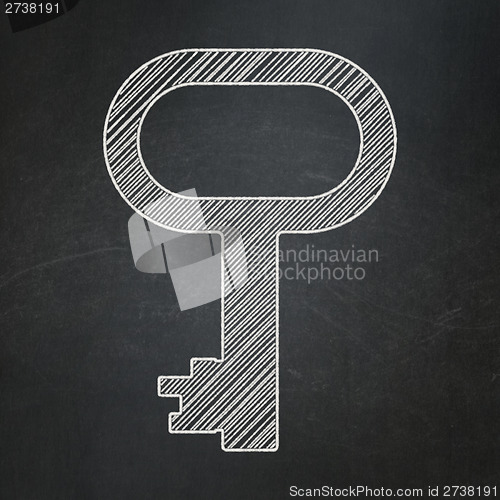 Image of Security concept: Key on chalkboard background
