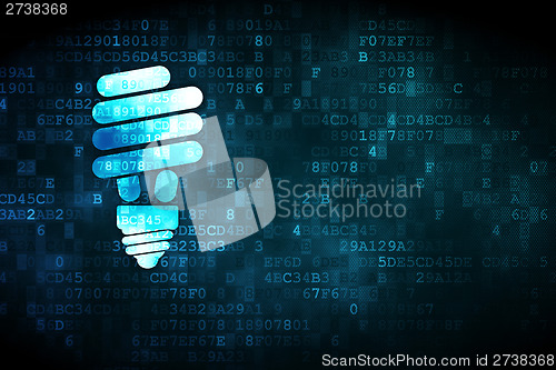 Image of Business concept: Energy Saving Lamp on digital background