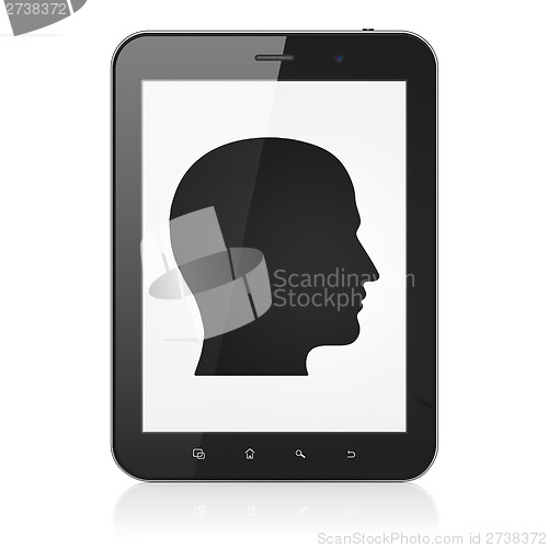 Image of Business concept: Head on tablet pc computer