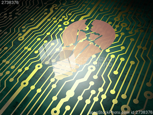 Image of Business concept: circuit board with Light Bulb