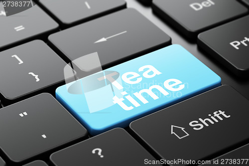 Image of Timeline concept: Tea Time on keyboard