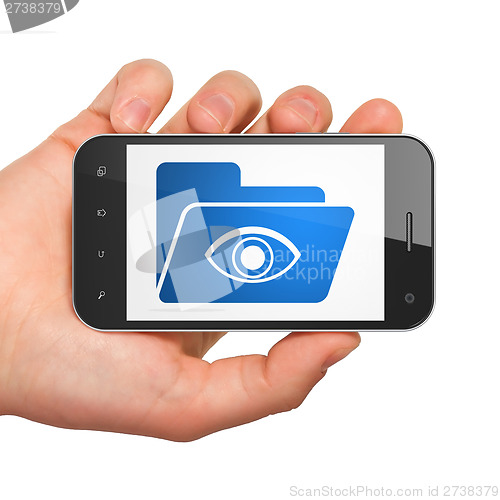 Image of Business concept: Folder With Eye on smartphone