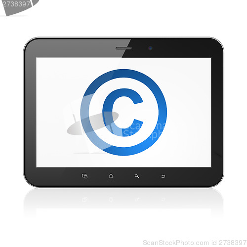 Image of Law concept: Copyright on tablet pc computer