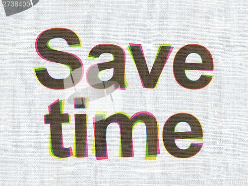 Image of Timeline concept: Save Time on fabric texture background