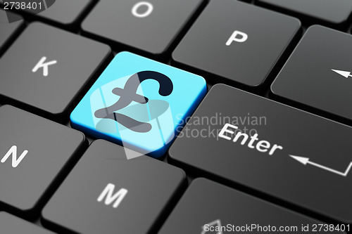 Image of Currency concept: Pound on computer keyboard background