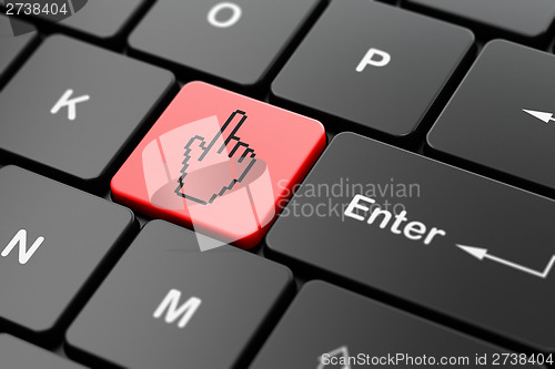 Image of Social network concept: Mouse Cursor on keyboard background