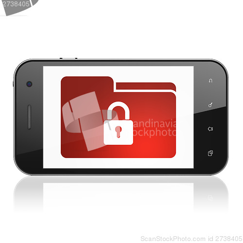 Image of Business concept: Folder With Lock on smartphone
