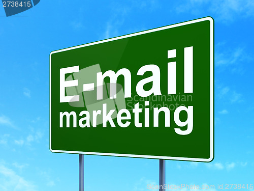 Image of Marketing concept: E-mail Marketing on road sign background