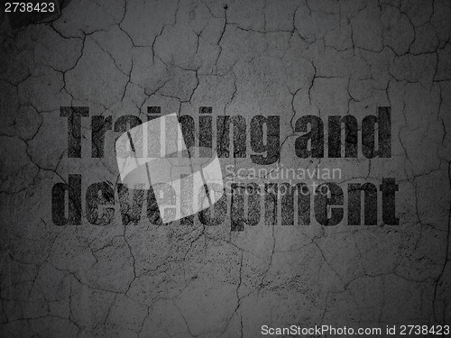 Image of Education concept: Training and Development on grunge wall