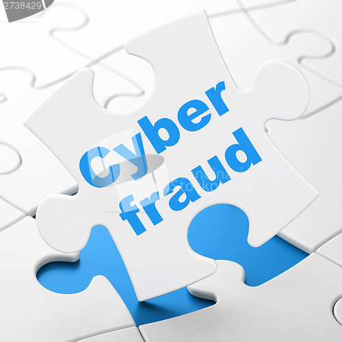 Image of Protection concept: Cyber Fraud on puzzle background